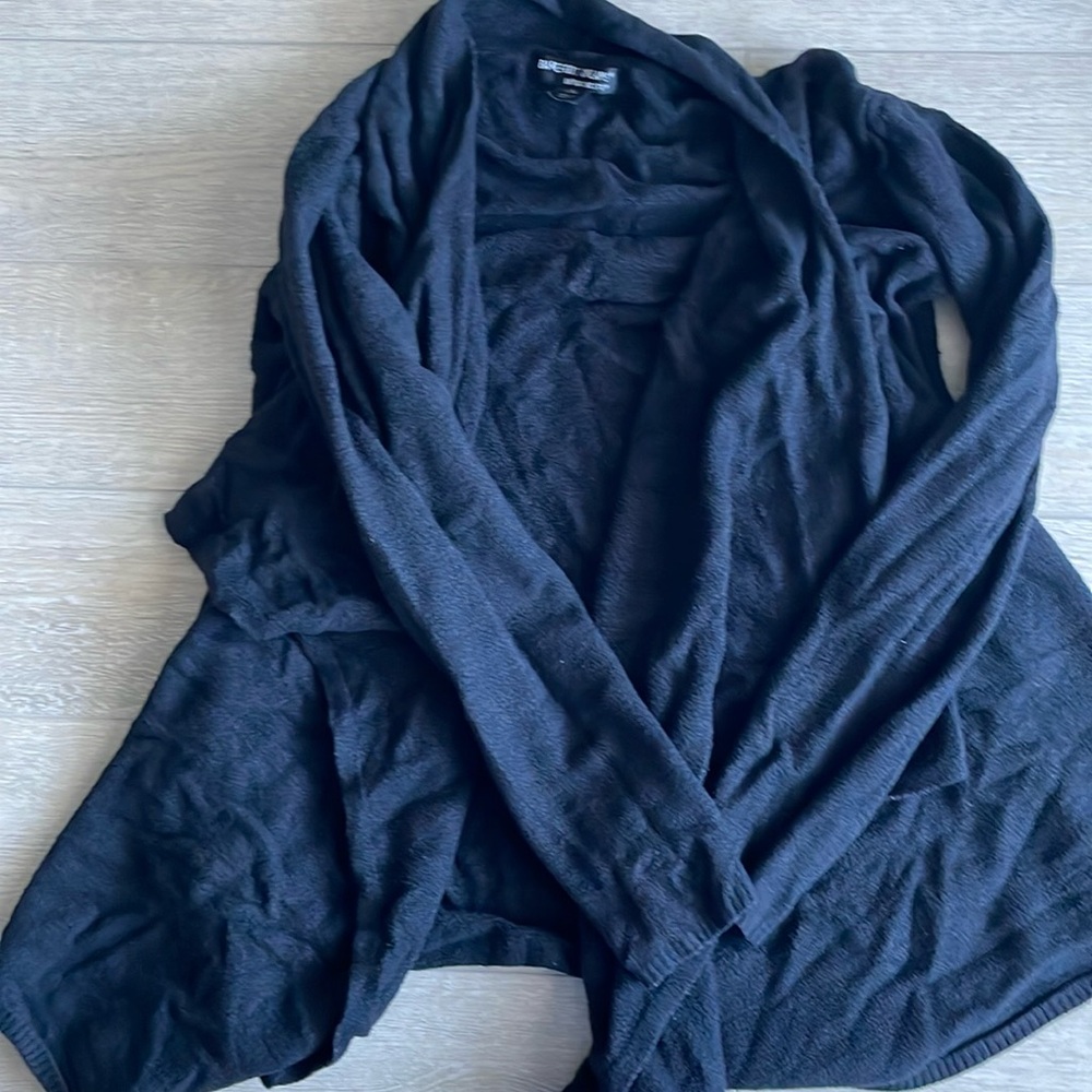 Barefoot Dreams CozyChic Lite L/XL Open Front Black Cardi